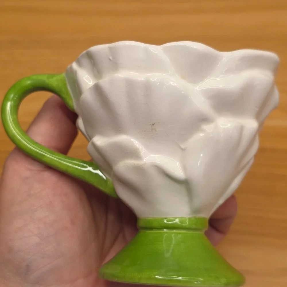 Vintage‎ Teleflora Gift Ceramic Teacup & White Rose Flower Saucer With Stand